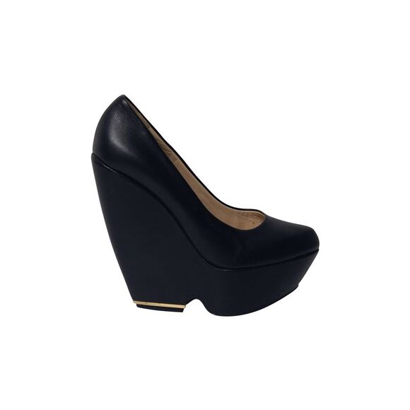 Nicholas Kirkwood Platform Wedge in Black Leather